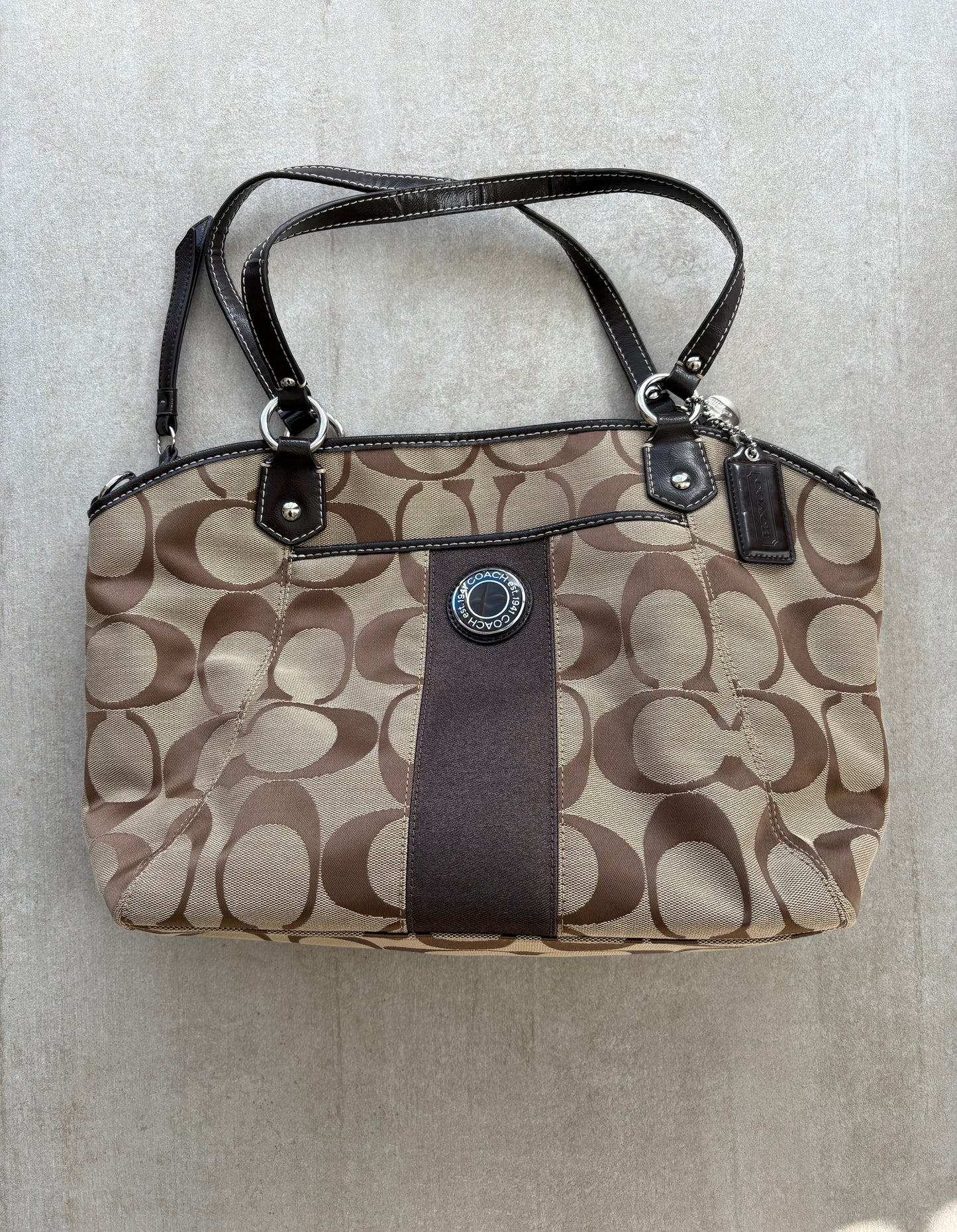 Coach Signature Stripe Shoulder Bag
