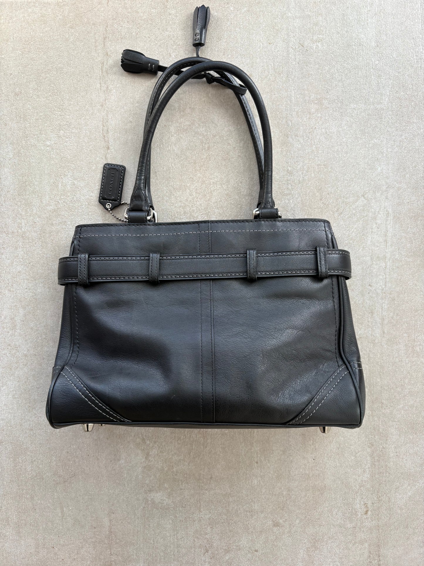 Coach Black Leather Small Hampton Satchel Bag