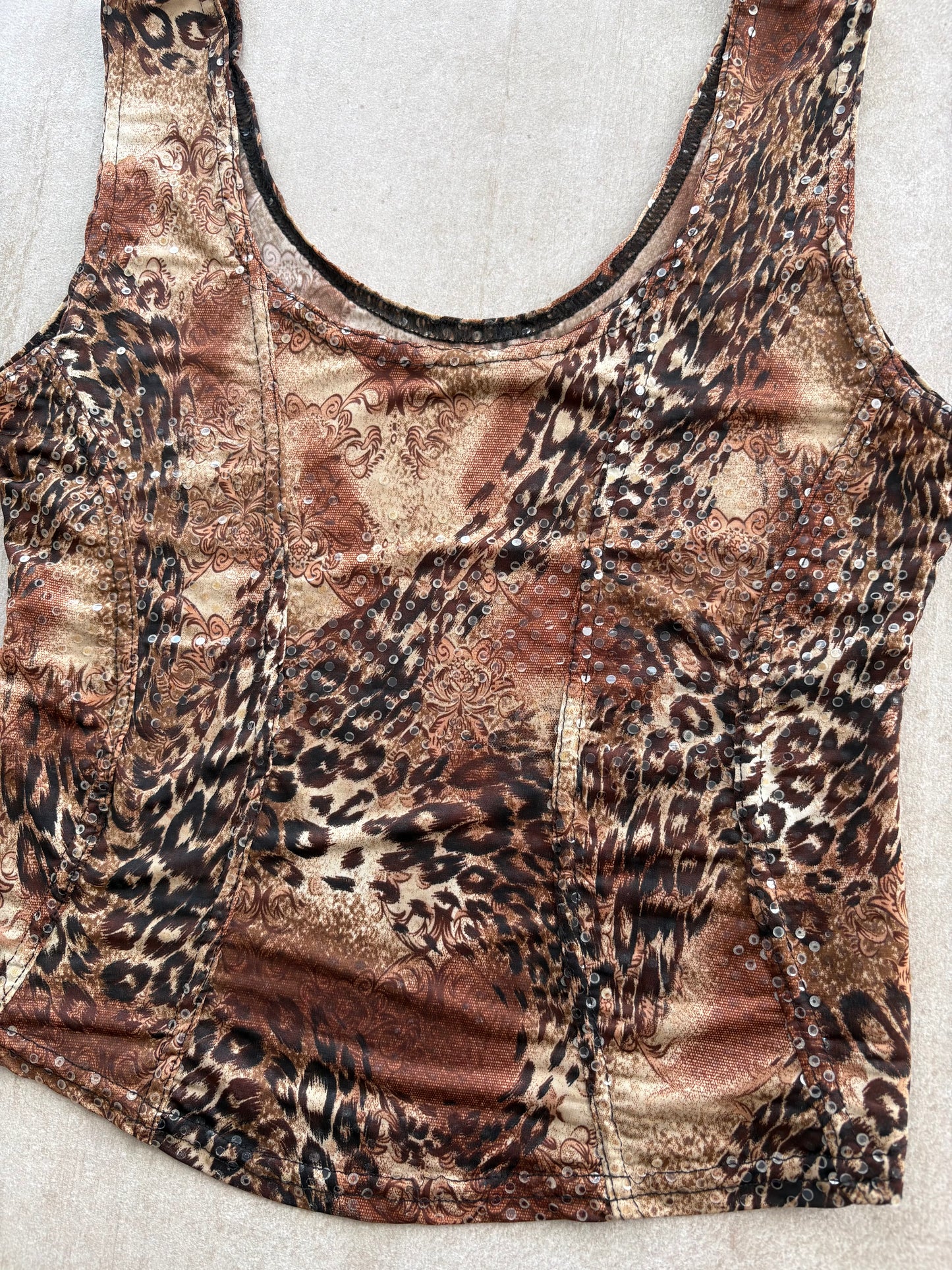00's Leopard Print Cropped Tank Top