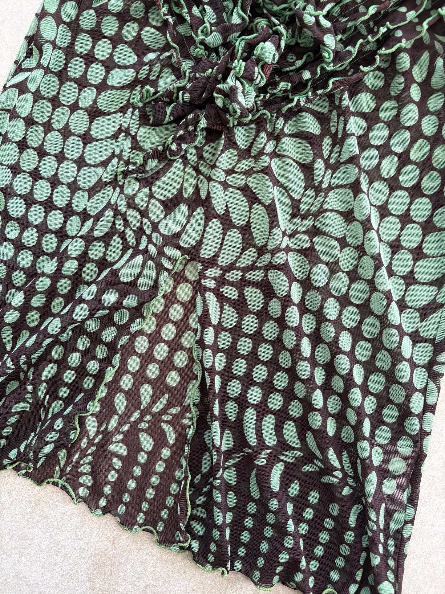 00's Green Polka Dot Sleeveless Top