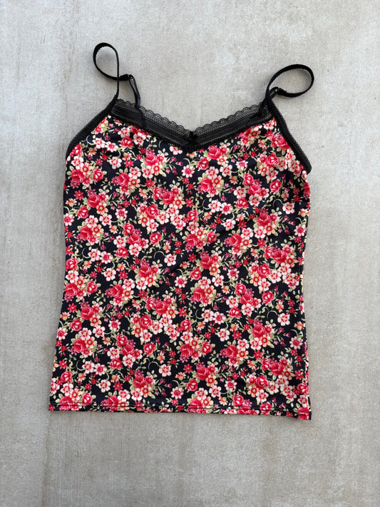 00's Floral Cami w/ Black Lace