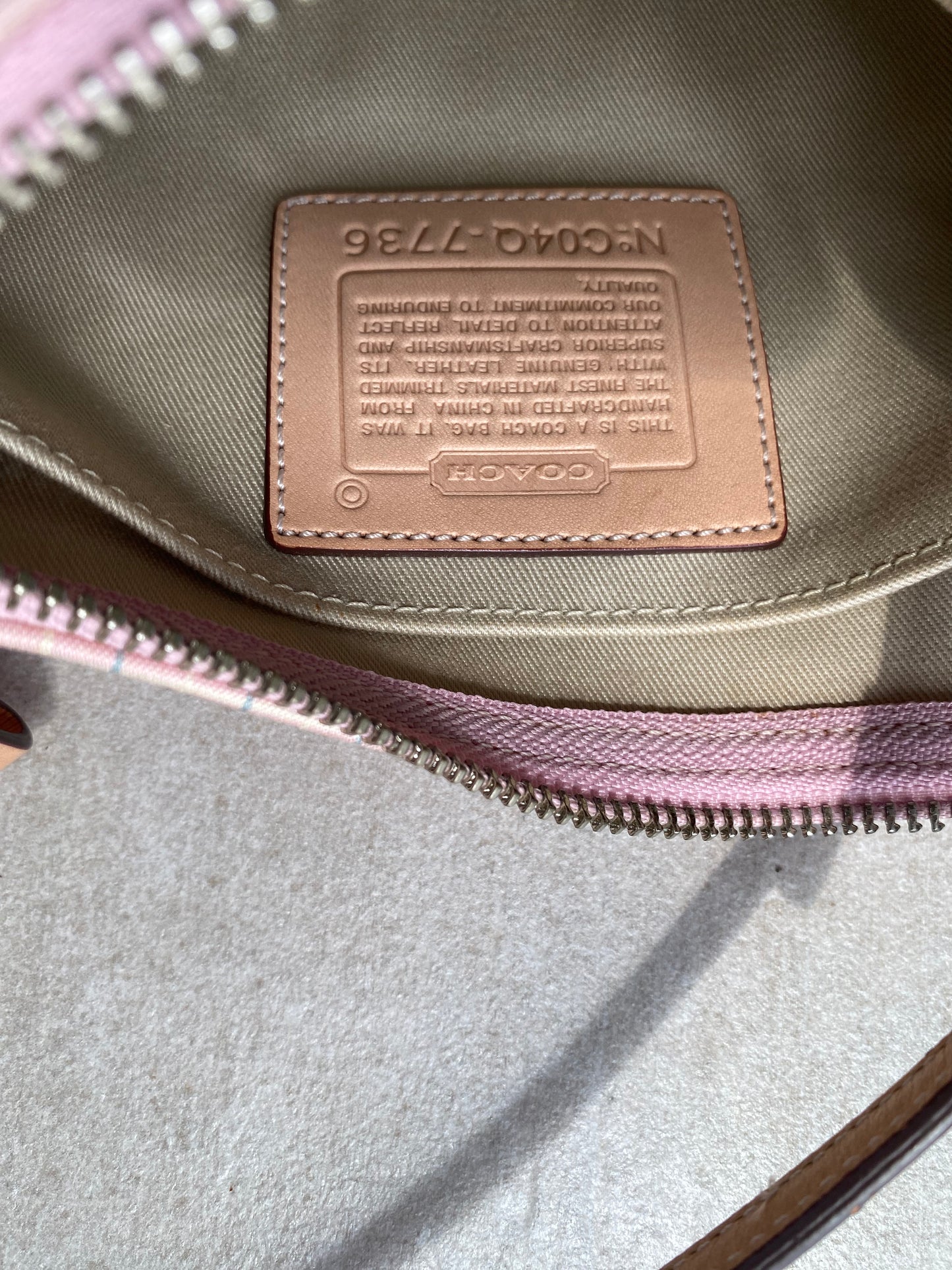 *SUPER RARE Coach Pink Plaid Canvas and Leather Demi Bag