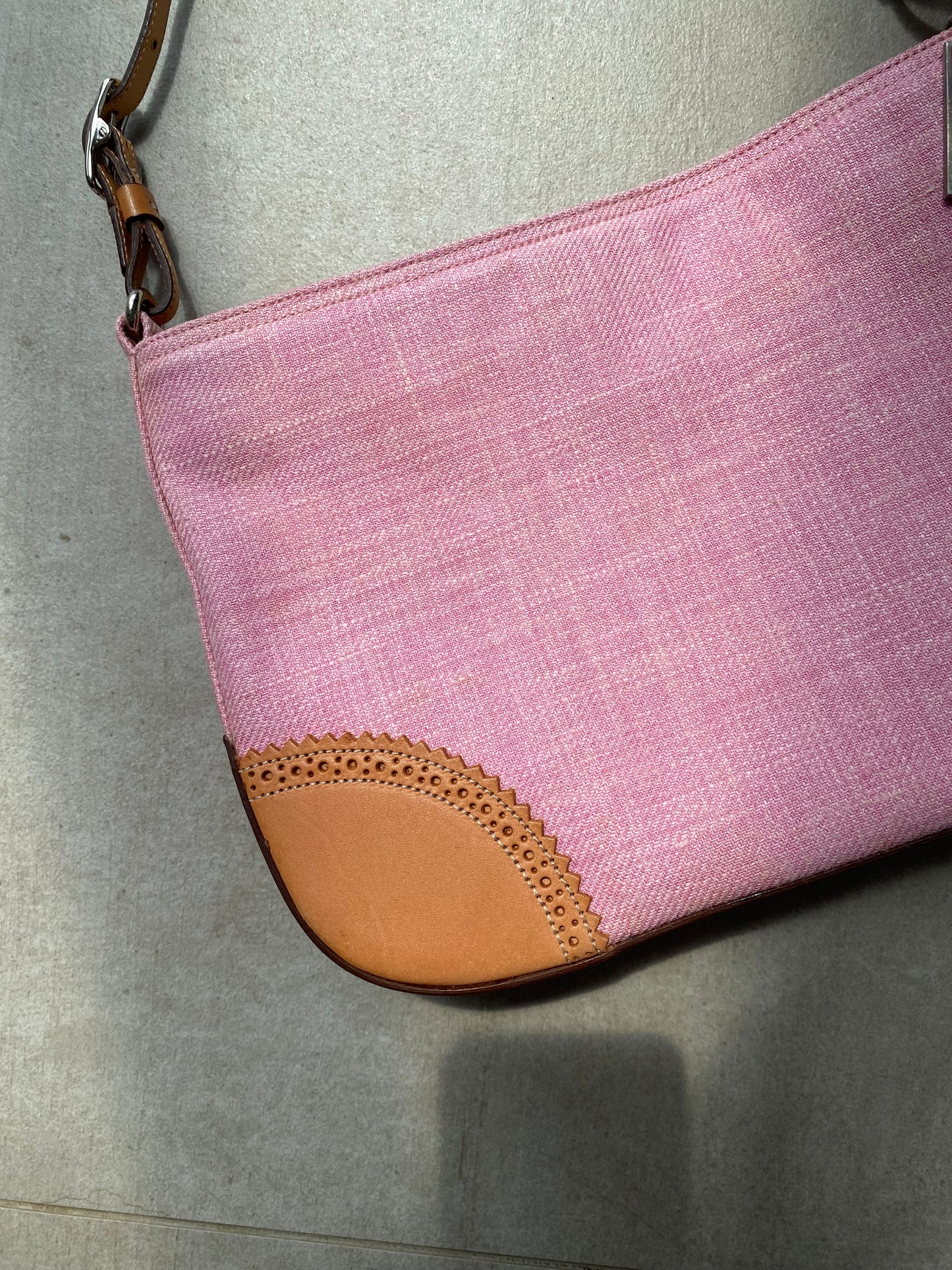 Y2K Vintage Coach Girlie Herringbone Mini Hobo Pink Shoulder Bag
