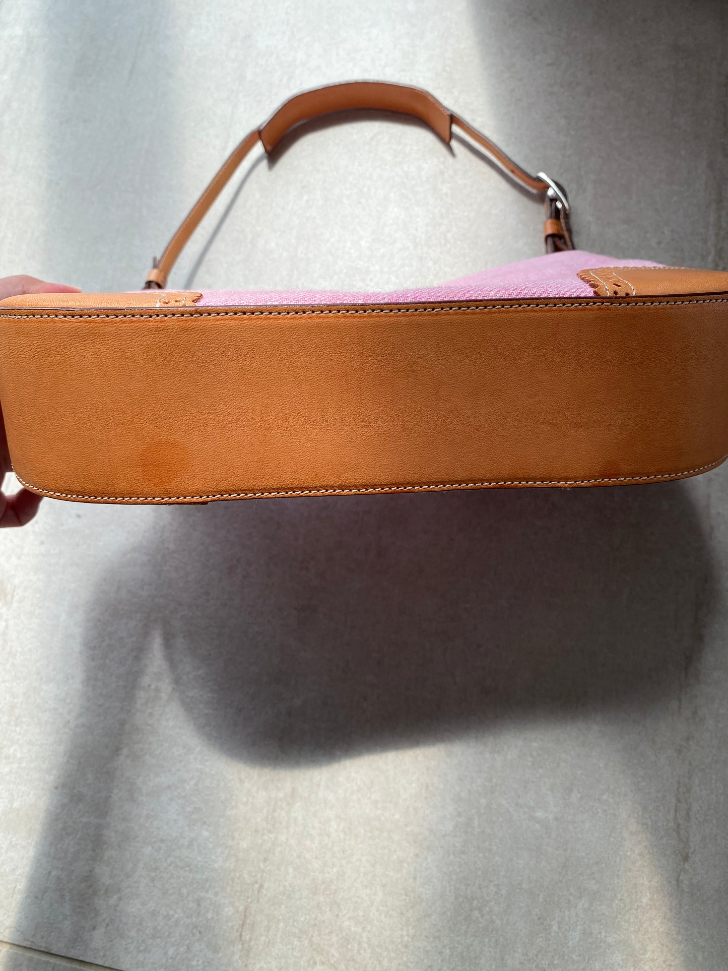 Y2K Vintage Coach Girlie Herringbone Mini Hobo Pink Shoulder Bag