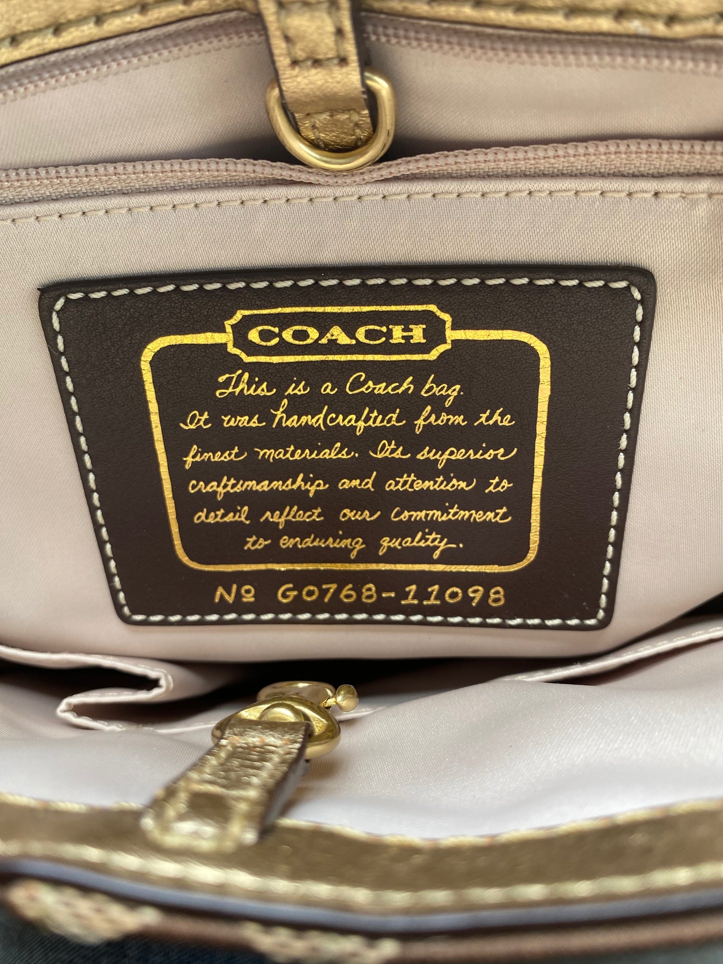 Coach Signature Jacquard Tote Bag with Gold Stripe