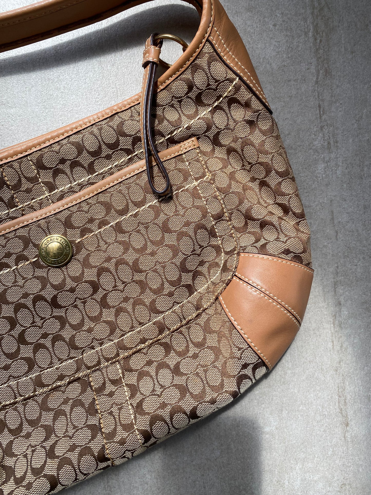 Coach Brown Signature Canvas Shoulder Bag