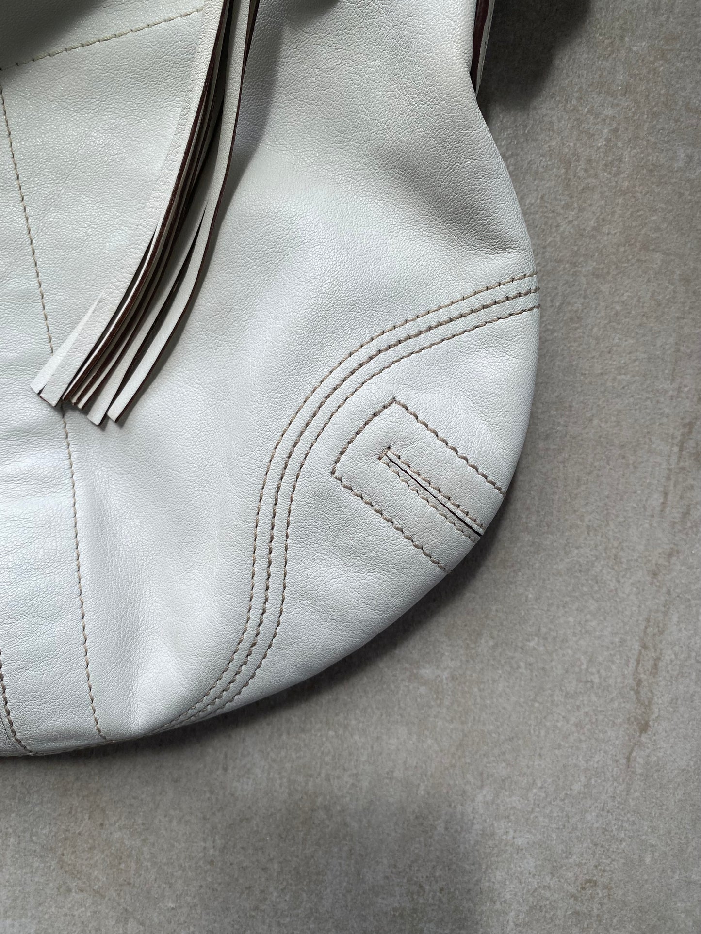 Vintage Coach White Leather Soho Shoulder Bag