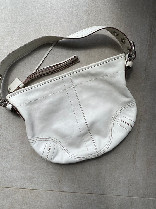Vintage Coach White Leather Soho Shoulder Bag