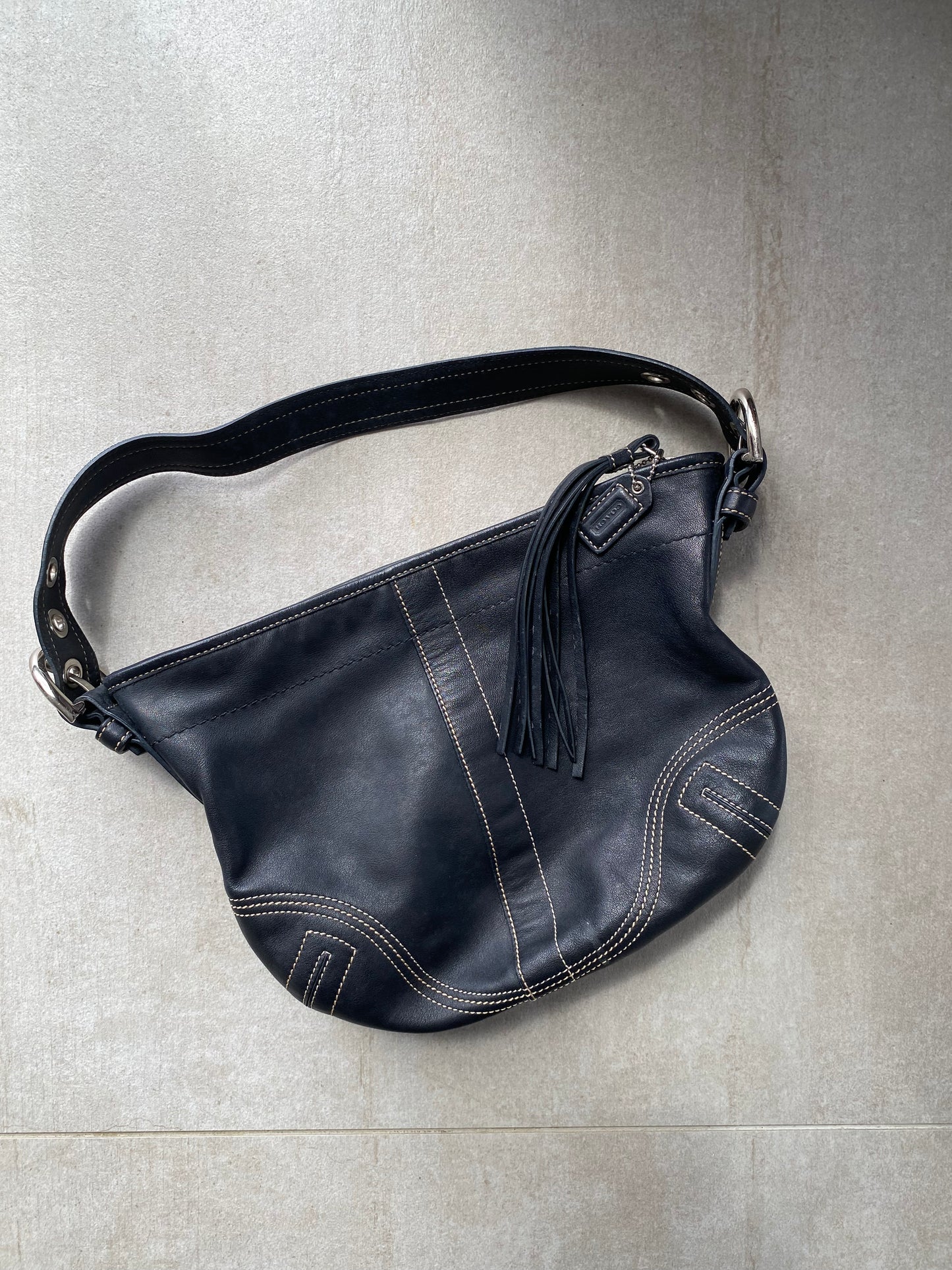 Vintage Coach Black Leather Soho Shoulder Bag