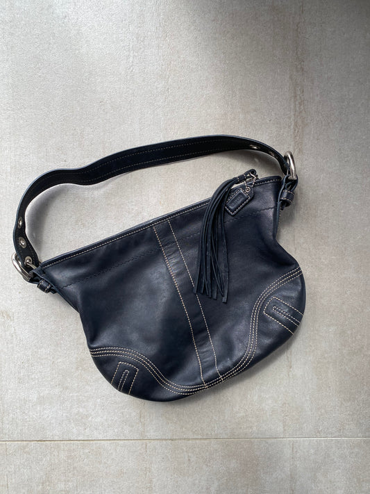 Vintage Coach Black Leather Soho Shoulder Bag