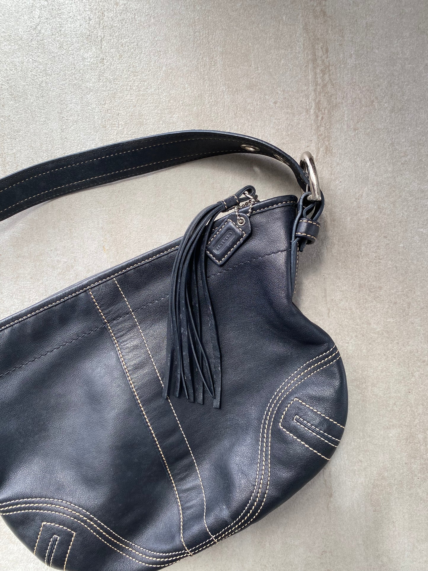Vintage Coach Black Leather Soho Shoulder Bag