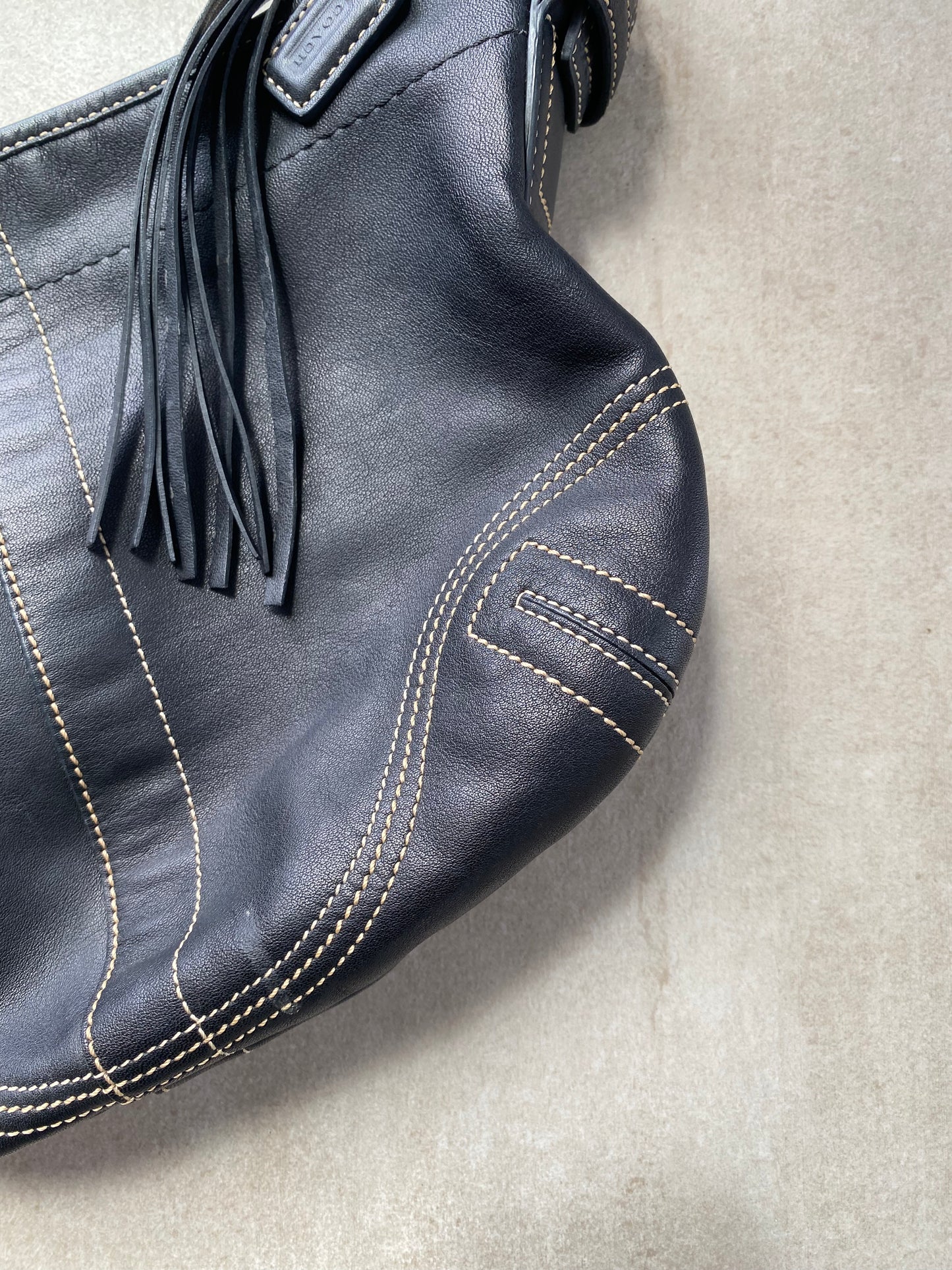 Vintage Coach Black Leather Soho Shoulder Bag