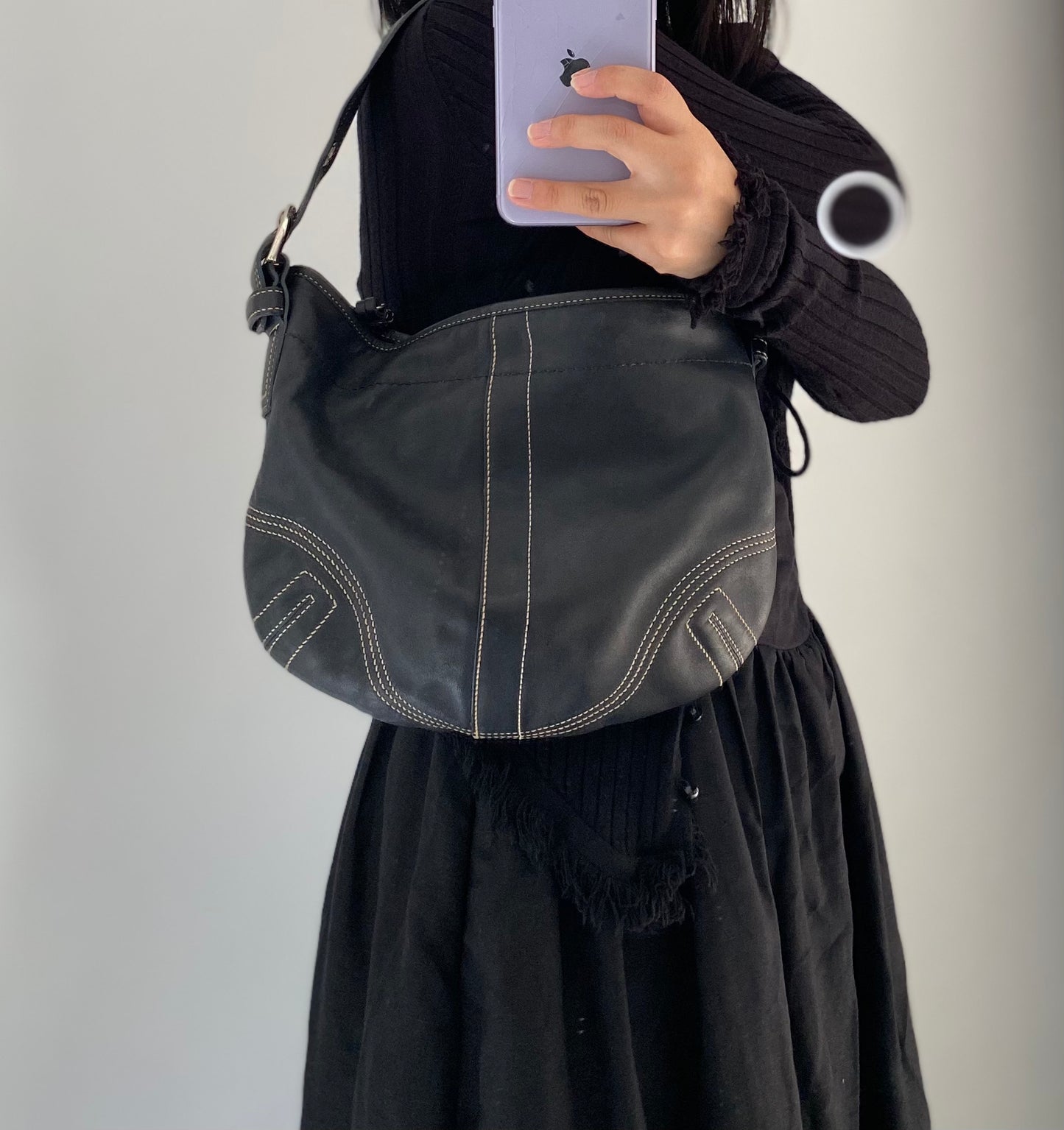 Vintage Coach Black Leather Soho Shoulder Bag