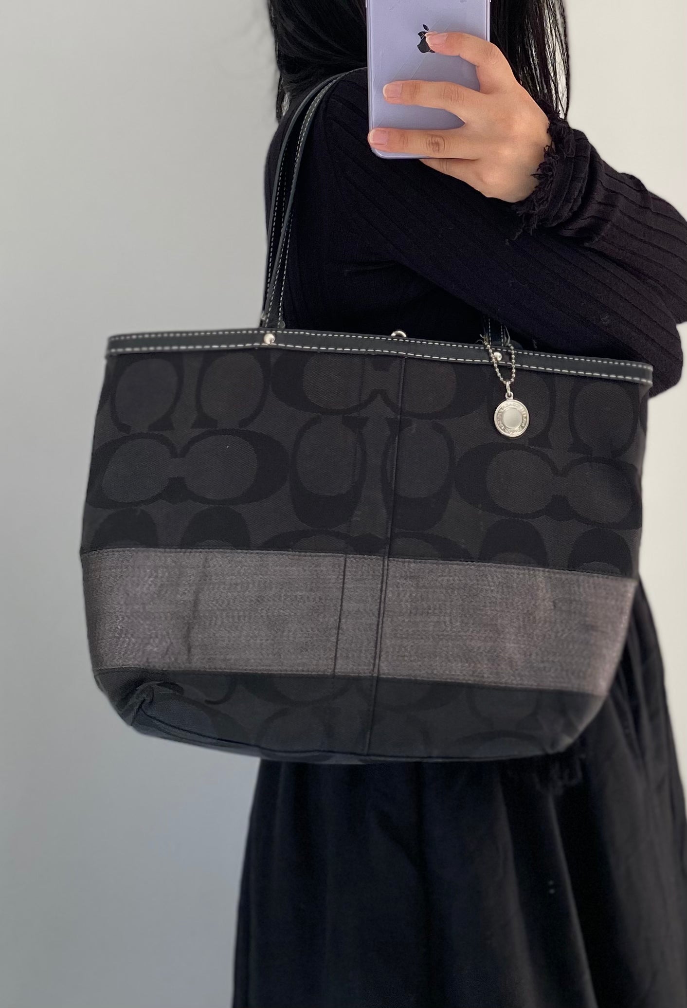Coach Black and Silver Tote Bag