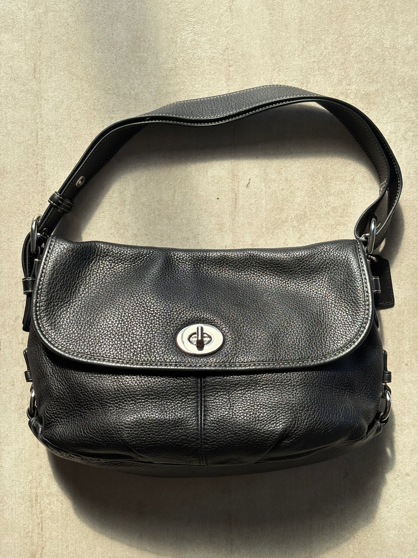 Coach Pebbled Leather Legacy Flap Shoulder Bag
