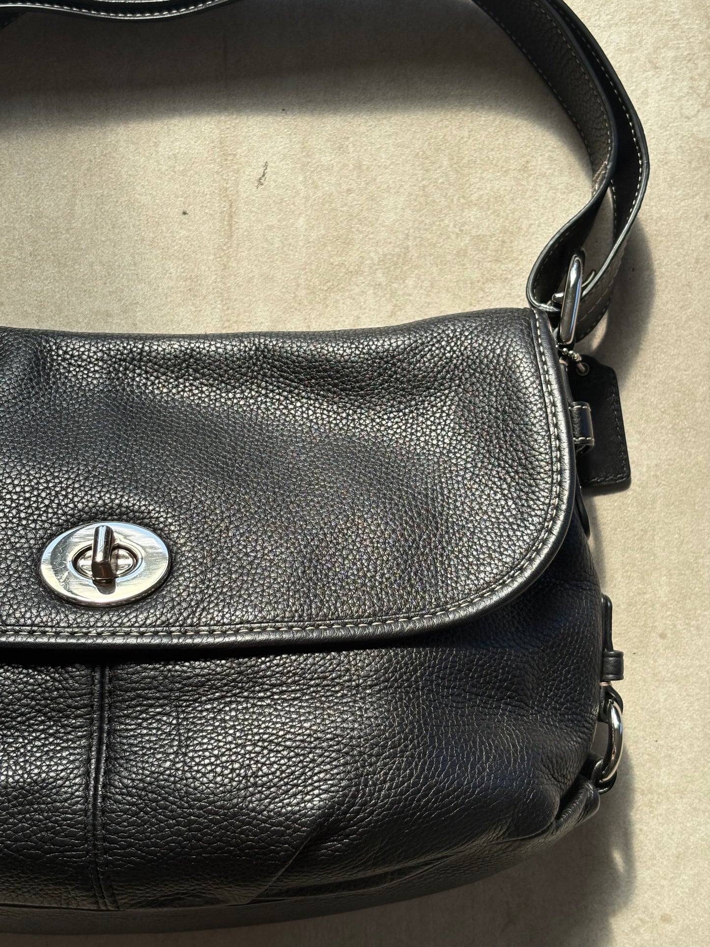 Coach Pebbled Leather Legacy Flap Shoulder Bag
