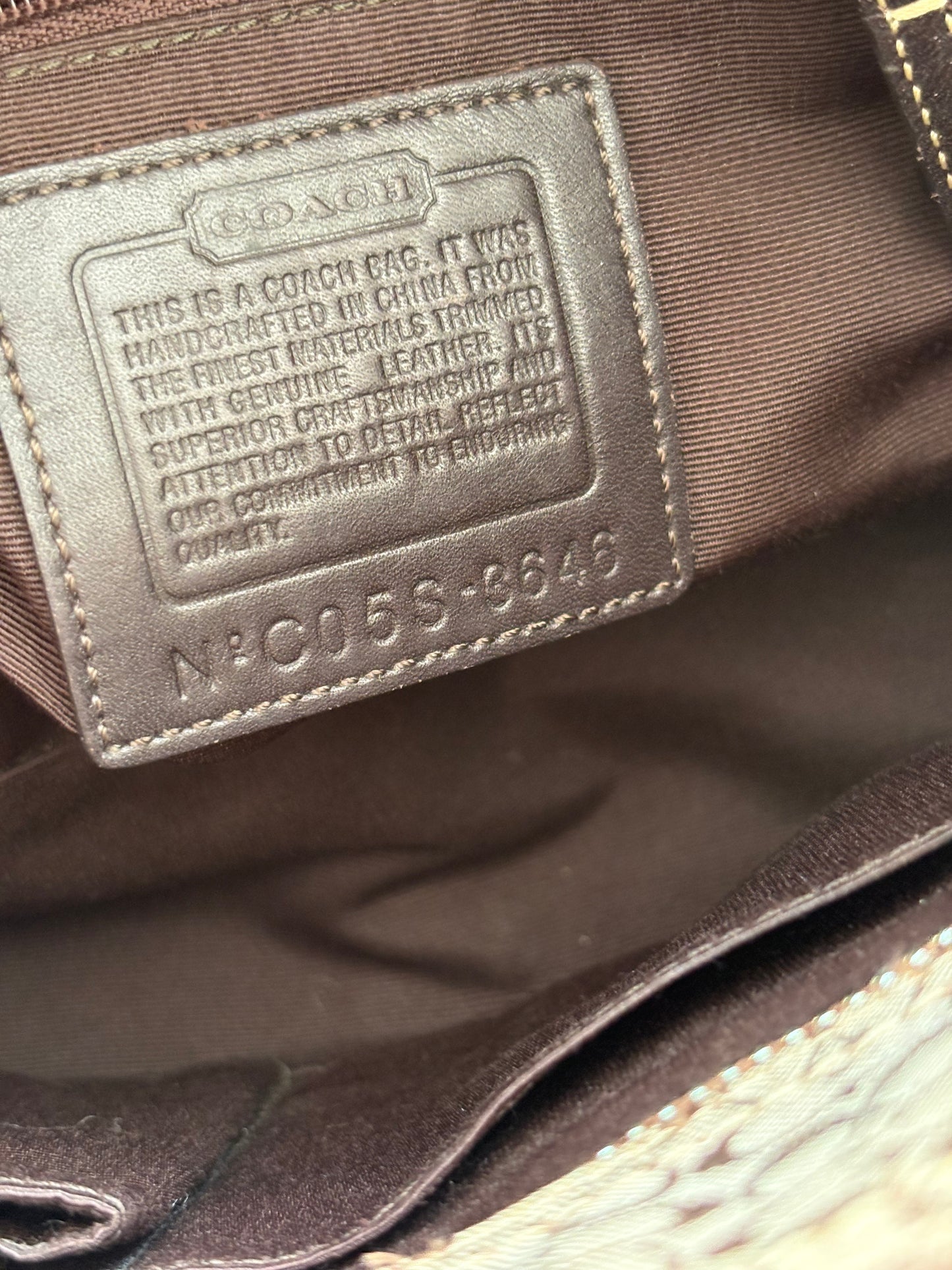 Coach Classic Soho Brown Canvas Suede Double Pocket Shoulder Bag