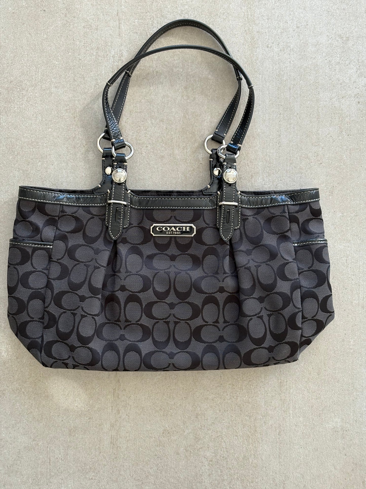 Coach Black Signature Canvas Tote Bag