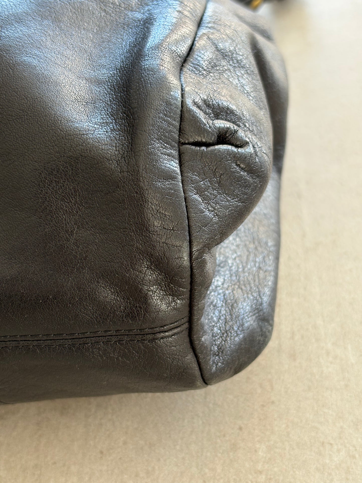 Coach Ashley Black Leather Python Trim 2Way Shoulder Bag