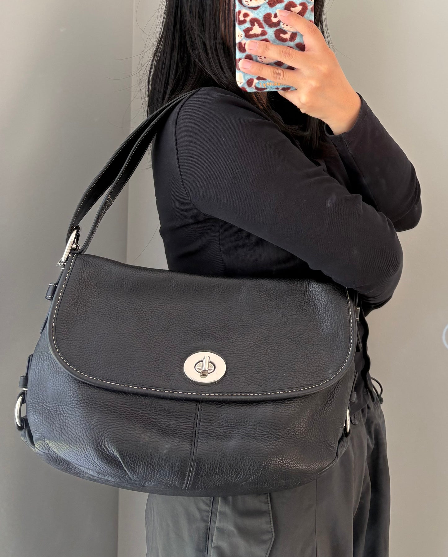 Coach Pebbled Leather Legacy Flap Shoulder Bag