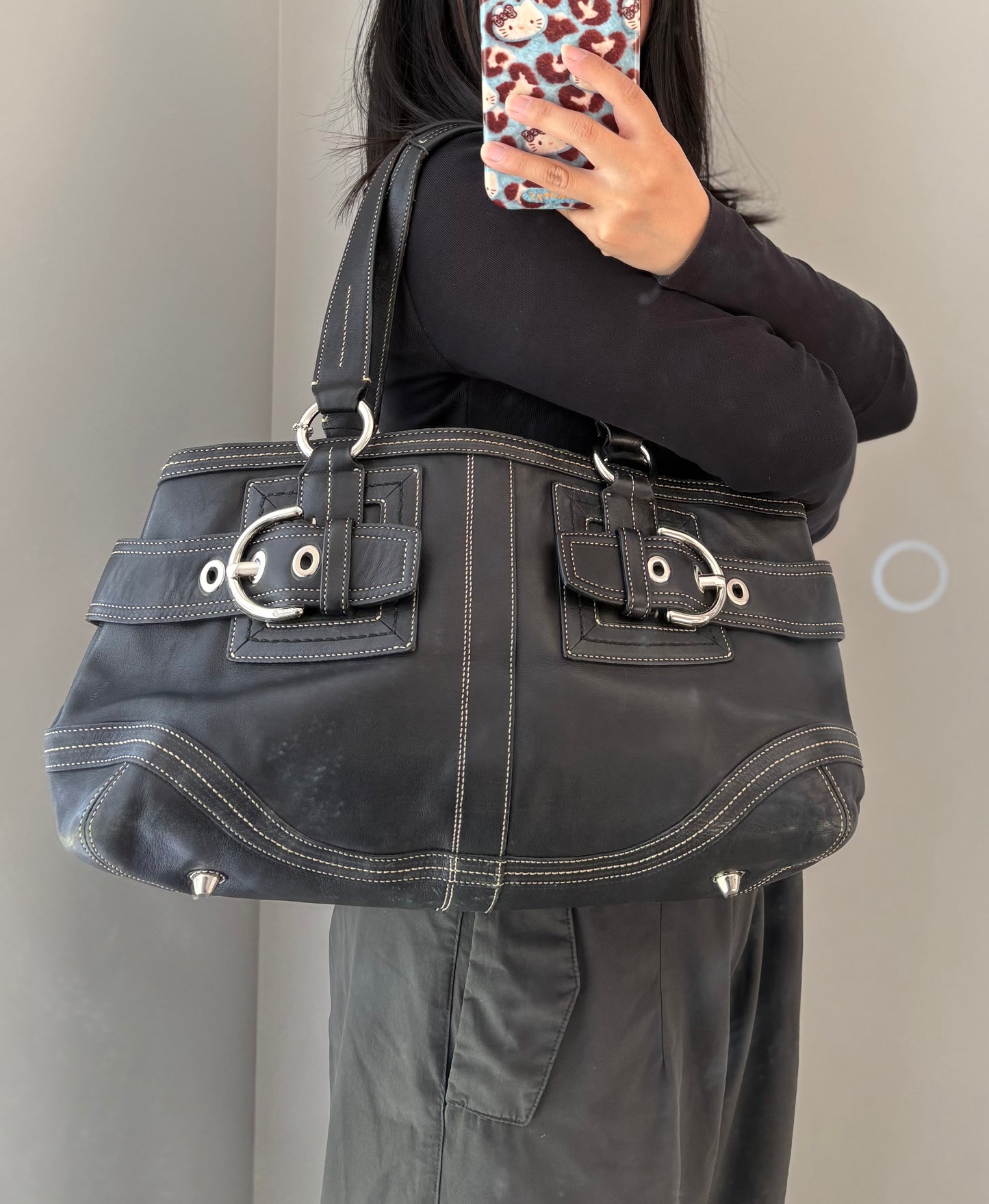 Coach Black Buckle Satchel Bag