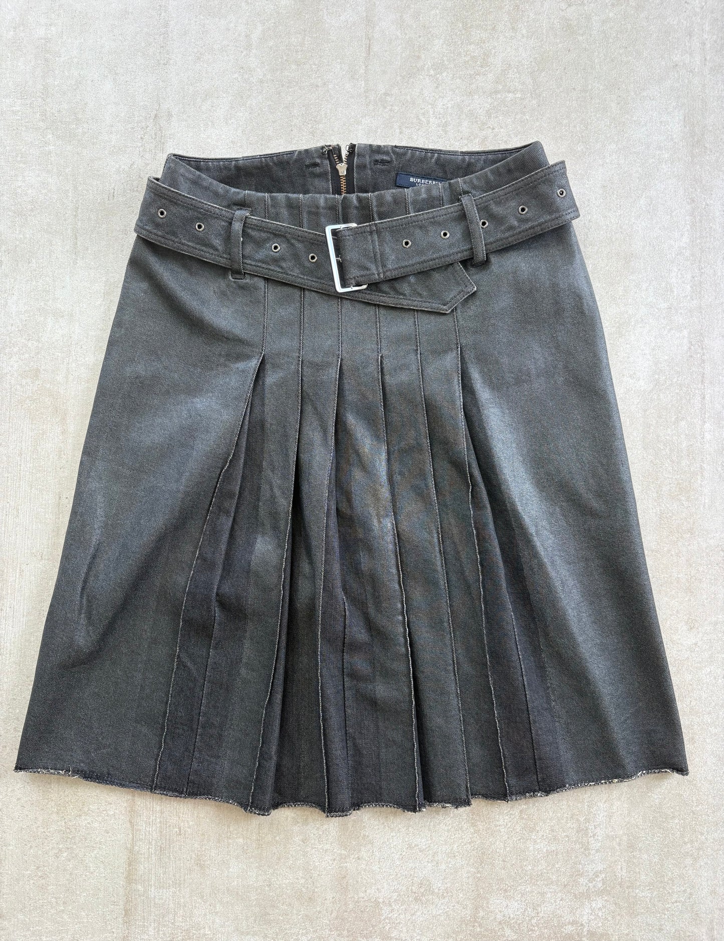 Burberry London Pleated Waxed Cotton Skirt
