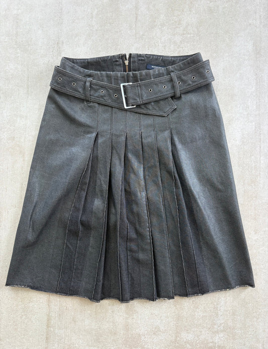 Burberry London Pleated Waxed Cotton Skirt